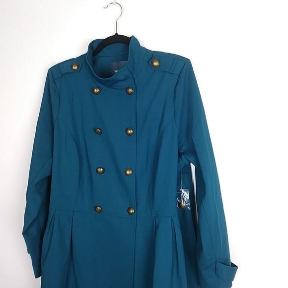 ModCloth teal peacoat/military-inspired jacket - Picture 2 of 8